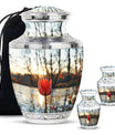 Tulips Theme Large Urn With 2 Keepsake Urn