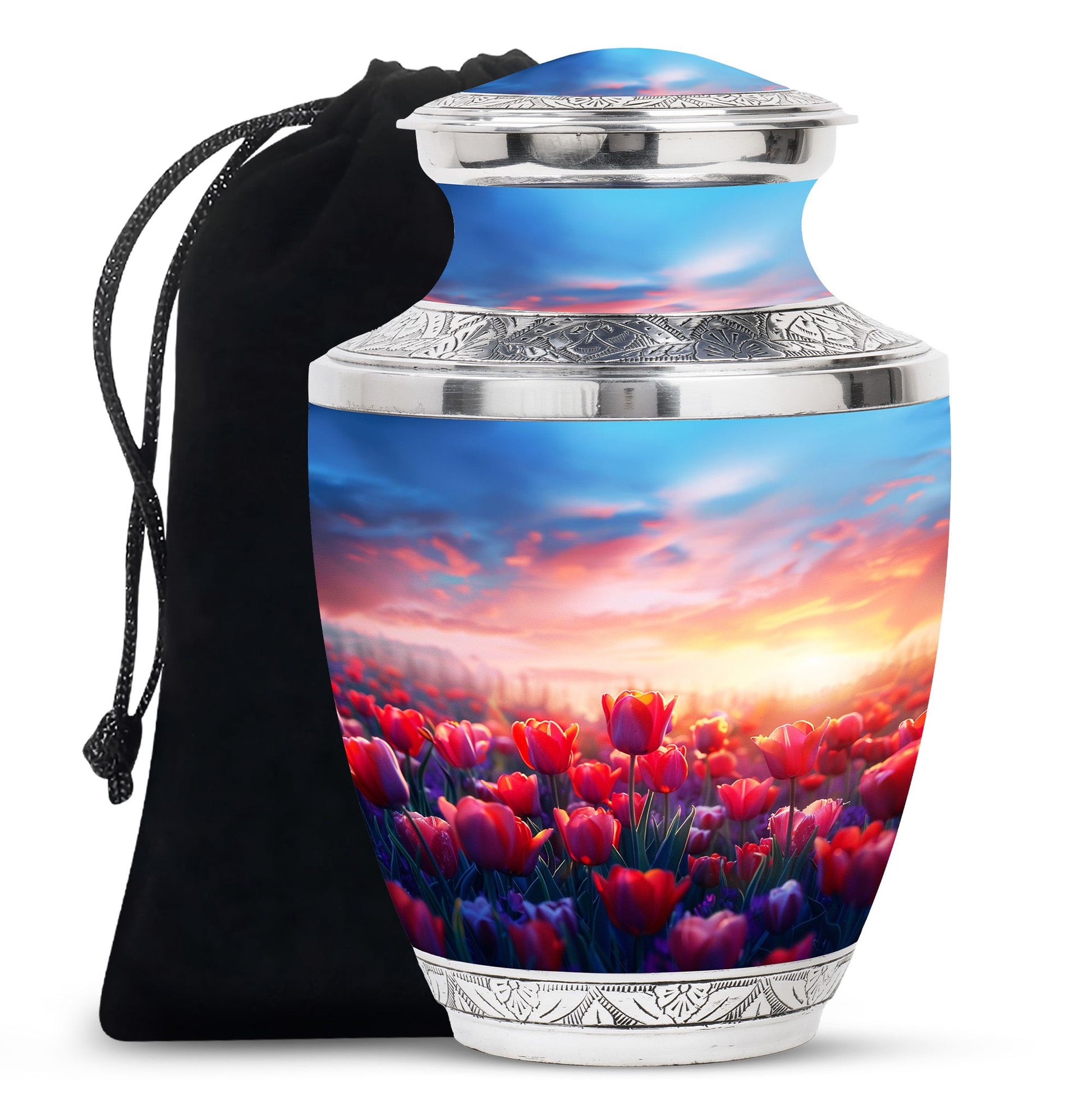 Tulips Theme Large Urn 10 Inch