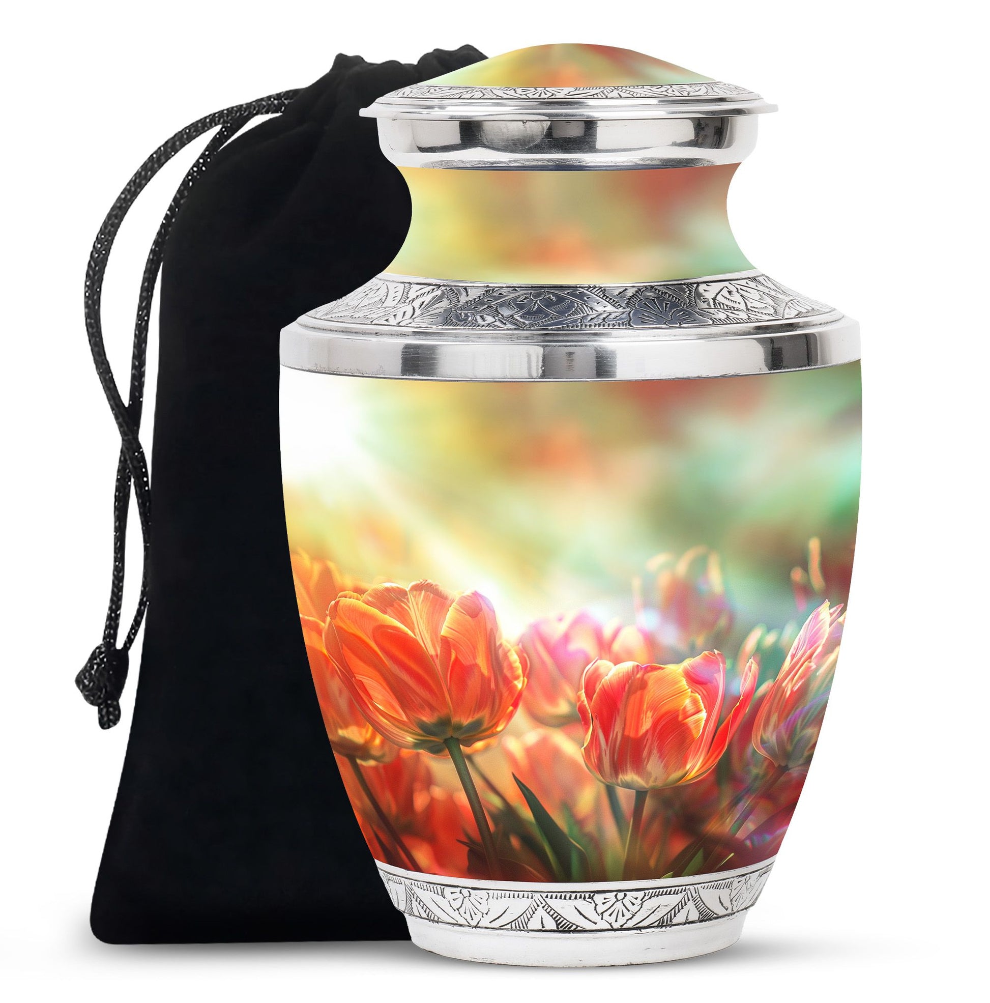 Tulips Theme Large Urn 10 Inch