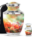 Tulips Theme Large Urn With 1 Keepsake Urn