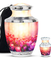 Tulips Theme Large Urn With 1 Keepsake Urn