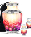 Tulips Theme Large Urn With 2 Keepsake Urn
