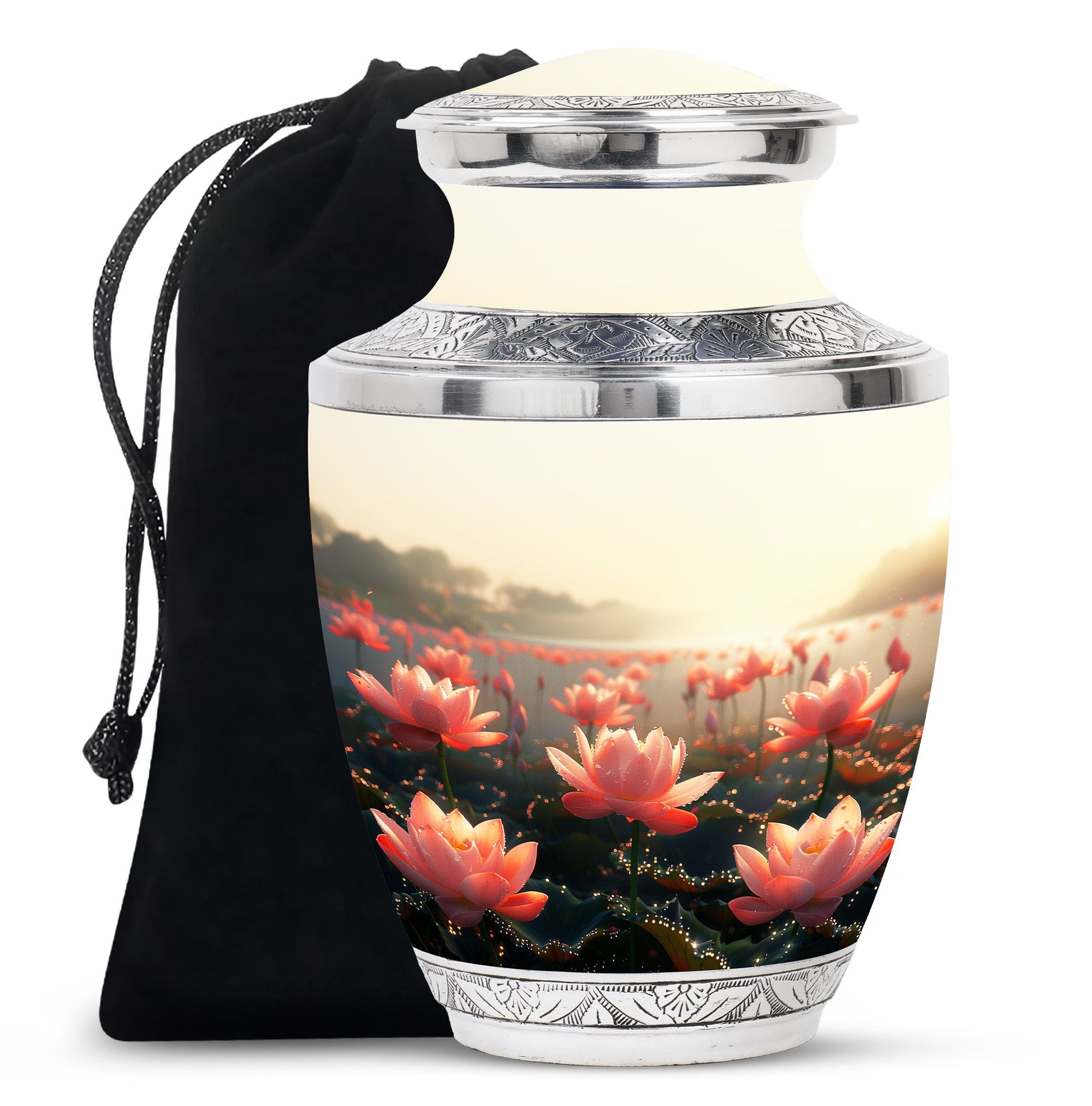 Lotus Theme Large Urn 10 Inch