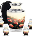 Lotus Theme Large Urn With 4 Keepsake Urn