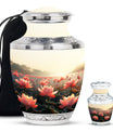 Lotus Theme Large Urn With 1 Keepsake Urn