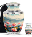 Lotus Theme Large Urn With 1 Keepsake Urn