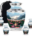 Lotus Theme Large Urn With 4 Keepsake Urn