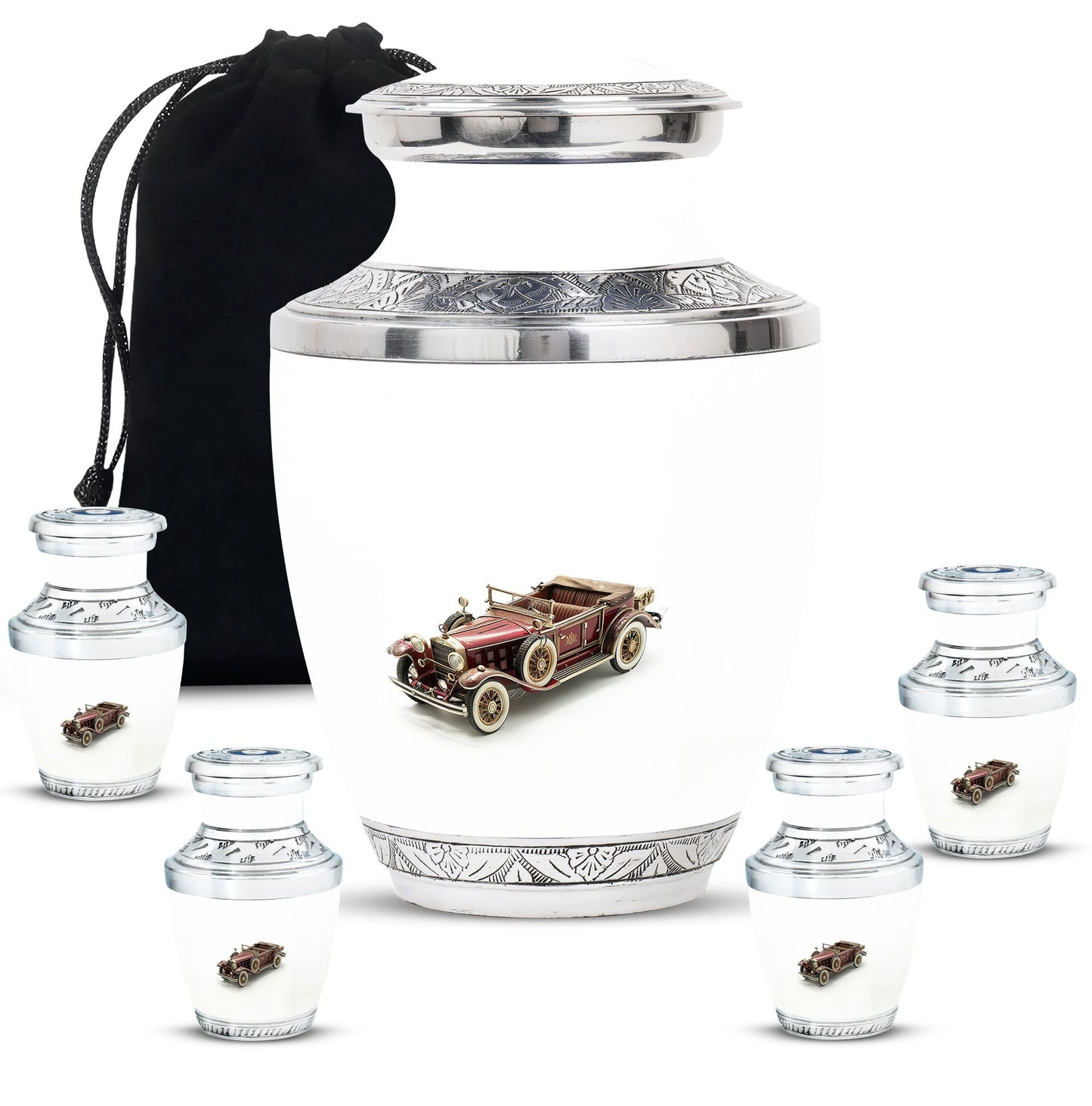 Car Theme Large Urn With 4 Keepsake Urn