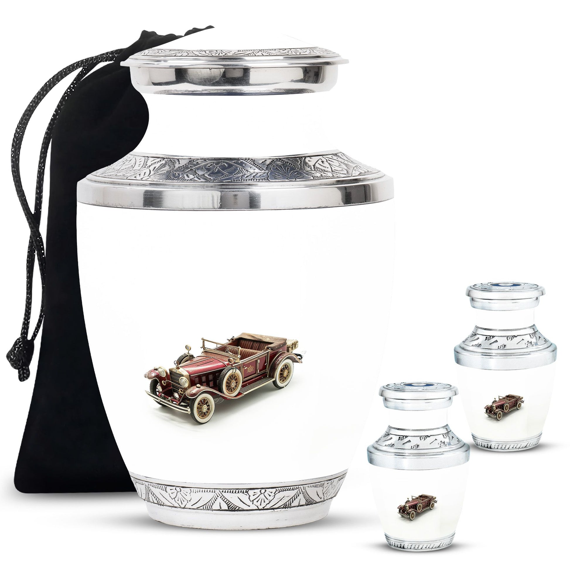 Car Theme Large Urn With 2 Keepsake Urn
