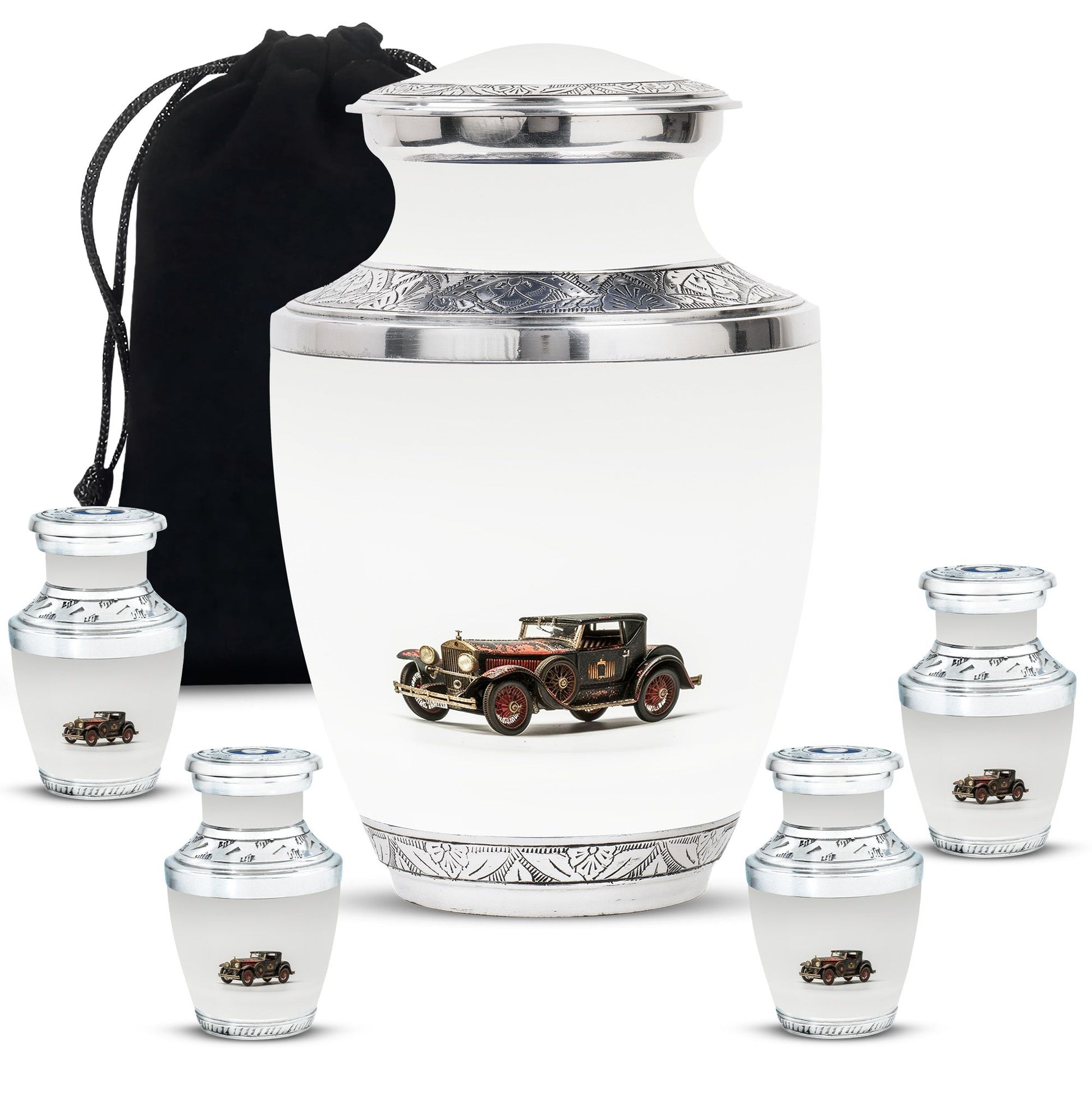 Car Theme Large Urn With 4 Keepsake Urn