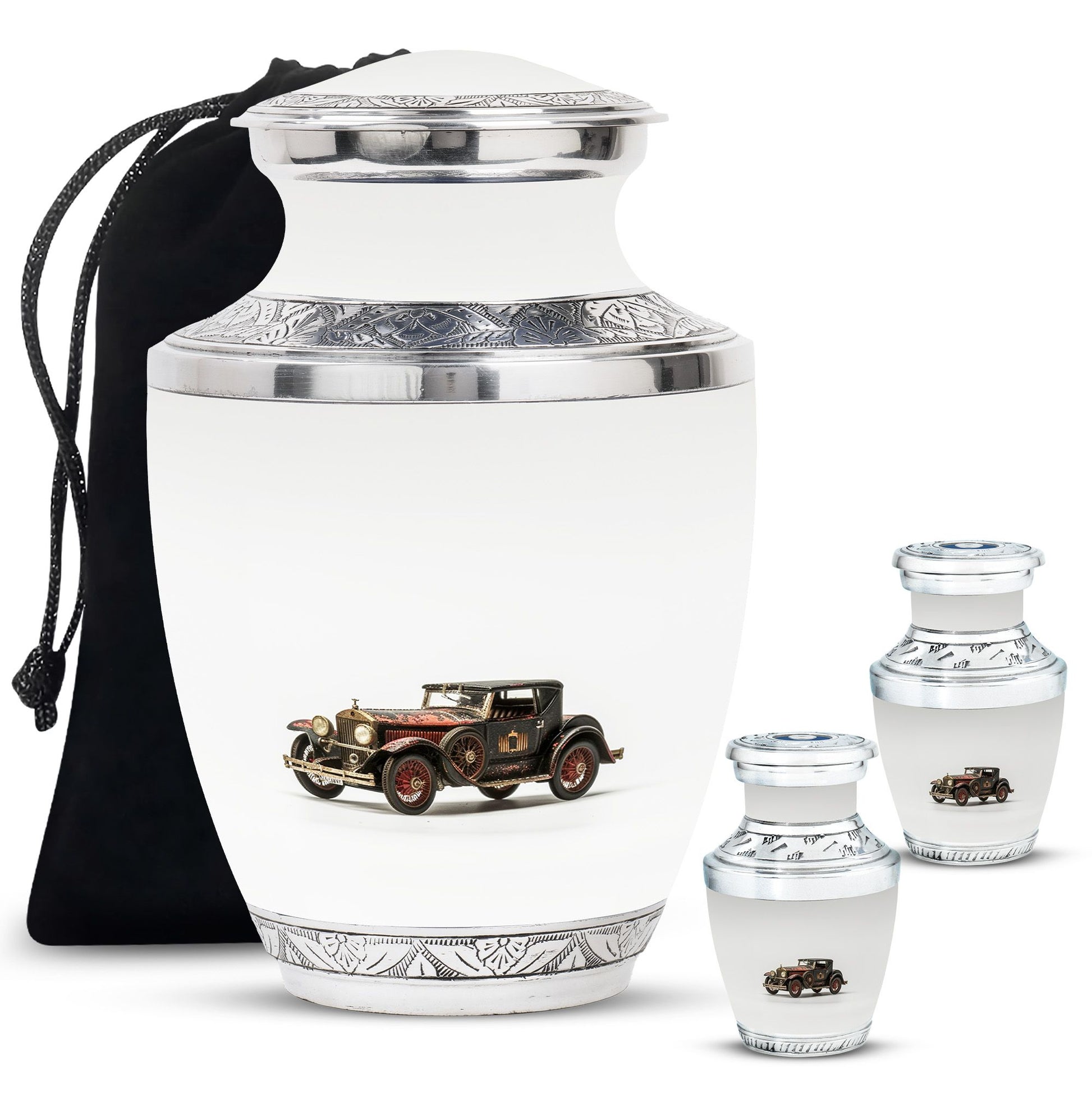Car Theme Large Urn With 2 Keepsake Urn