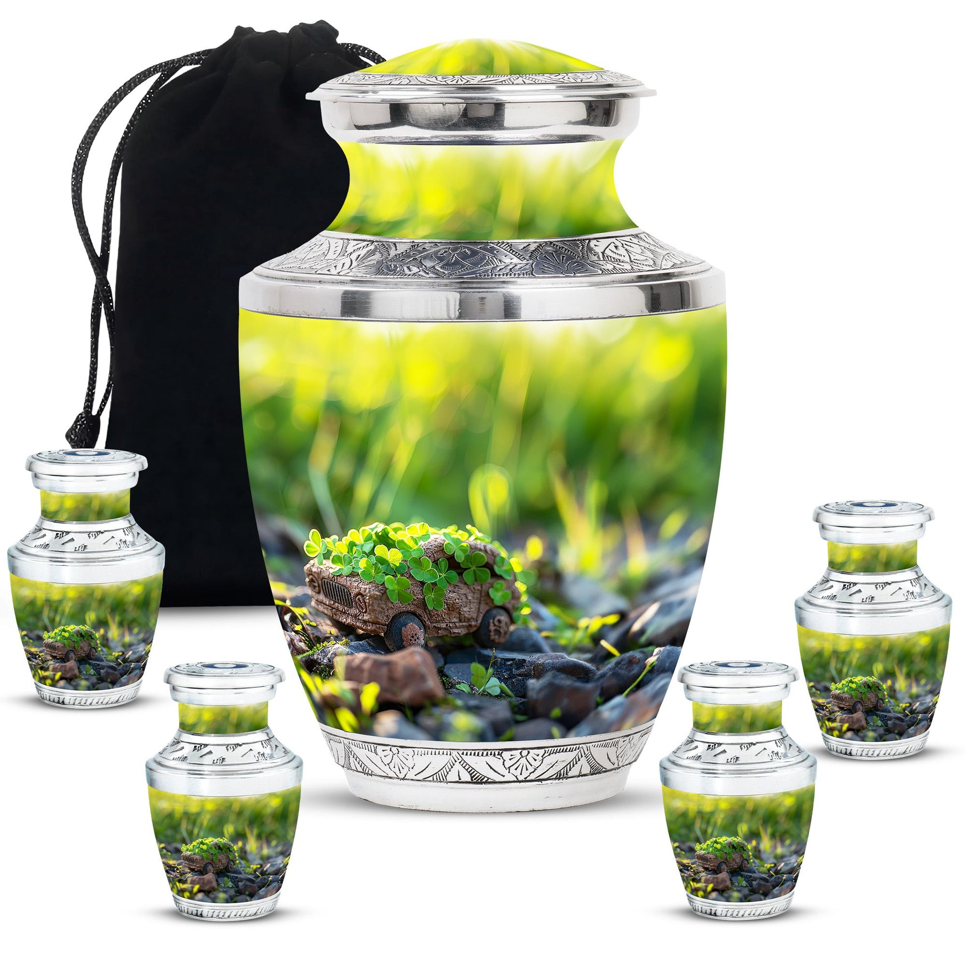 Car Theme Large Urn With 4 Keepsake Urn