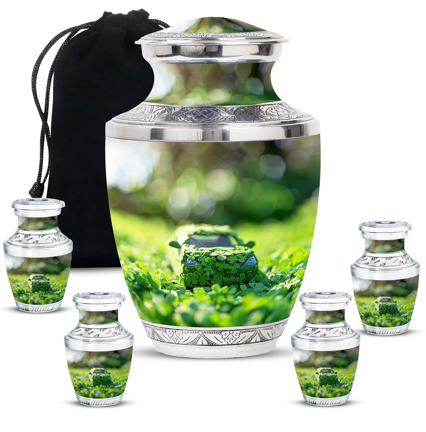 Car Theme Large Urn With 4 Keepsake Urn
