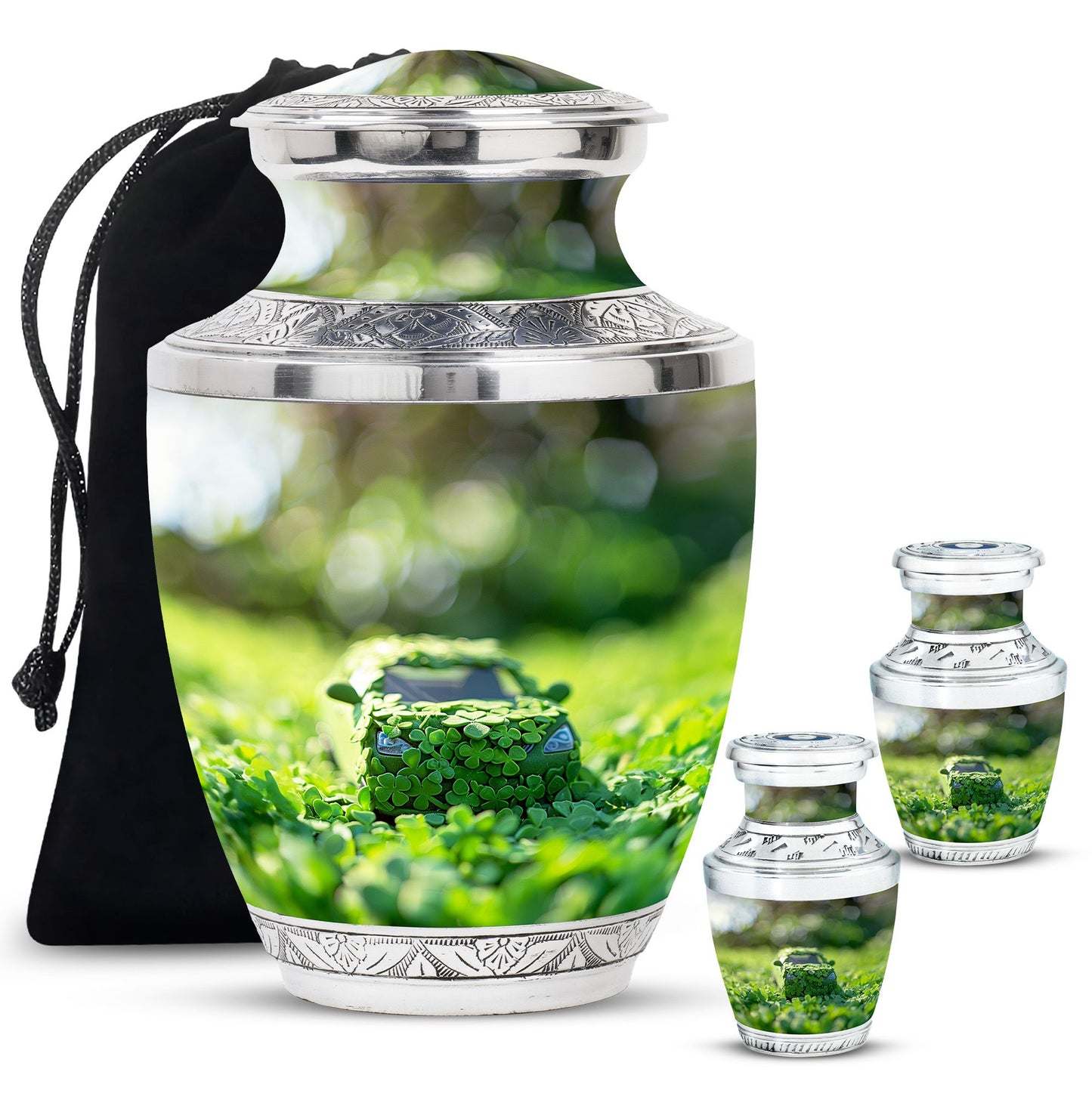 Car Theme Large Urn With 2 Keepsake Urn