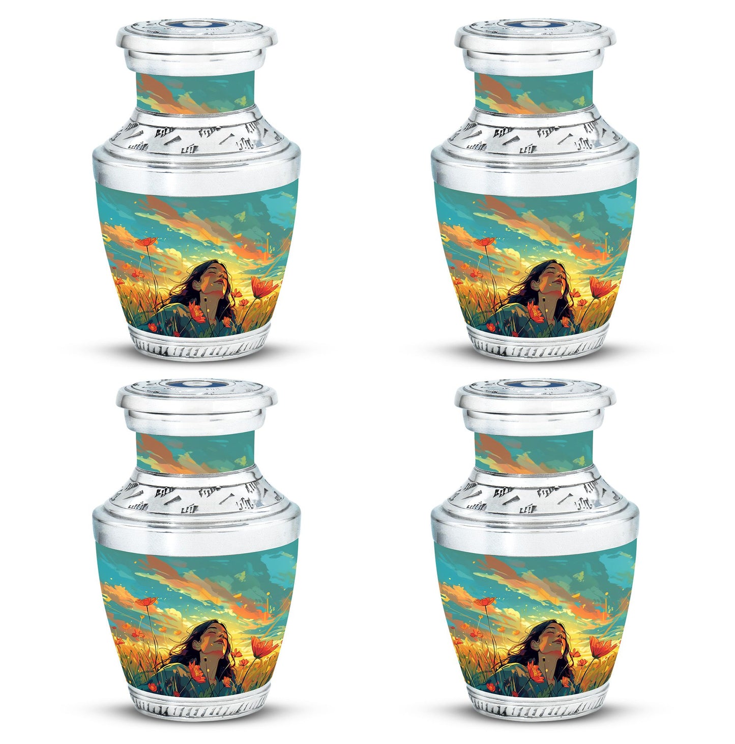 Flower Theme 3 Inch Keepsake Pack of 4