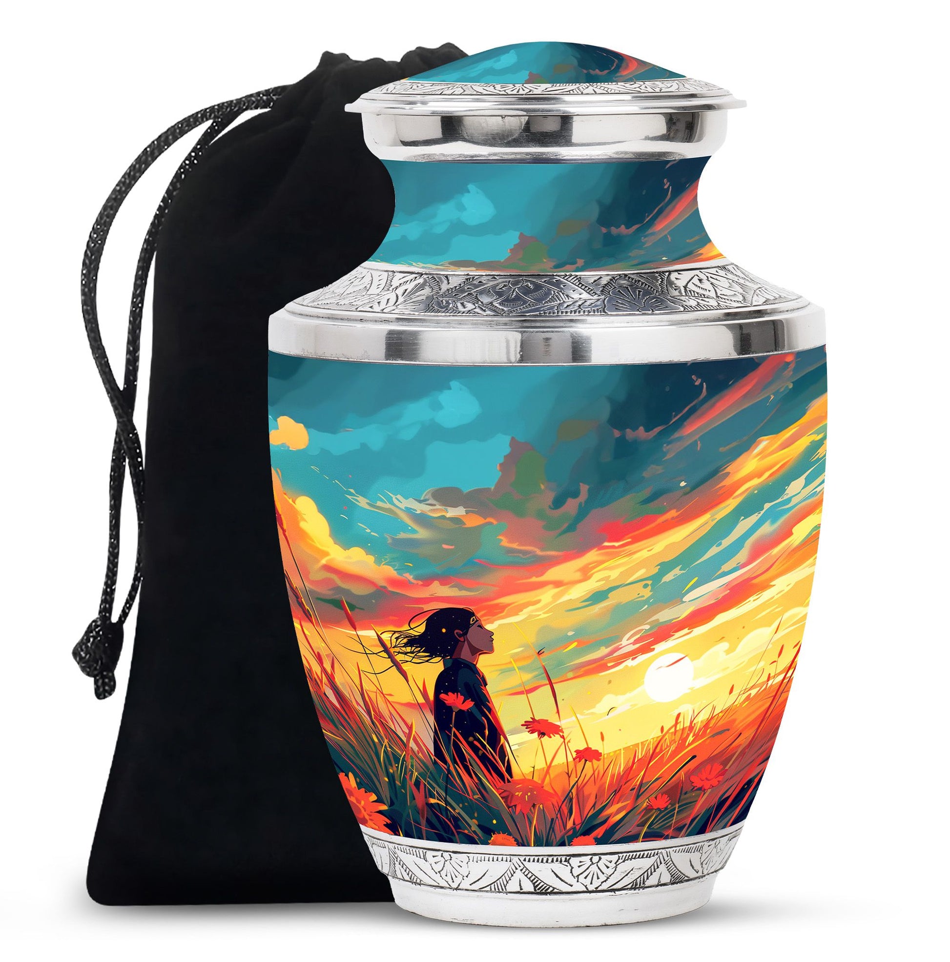 Flower Theme Large Urn 10 Inch