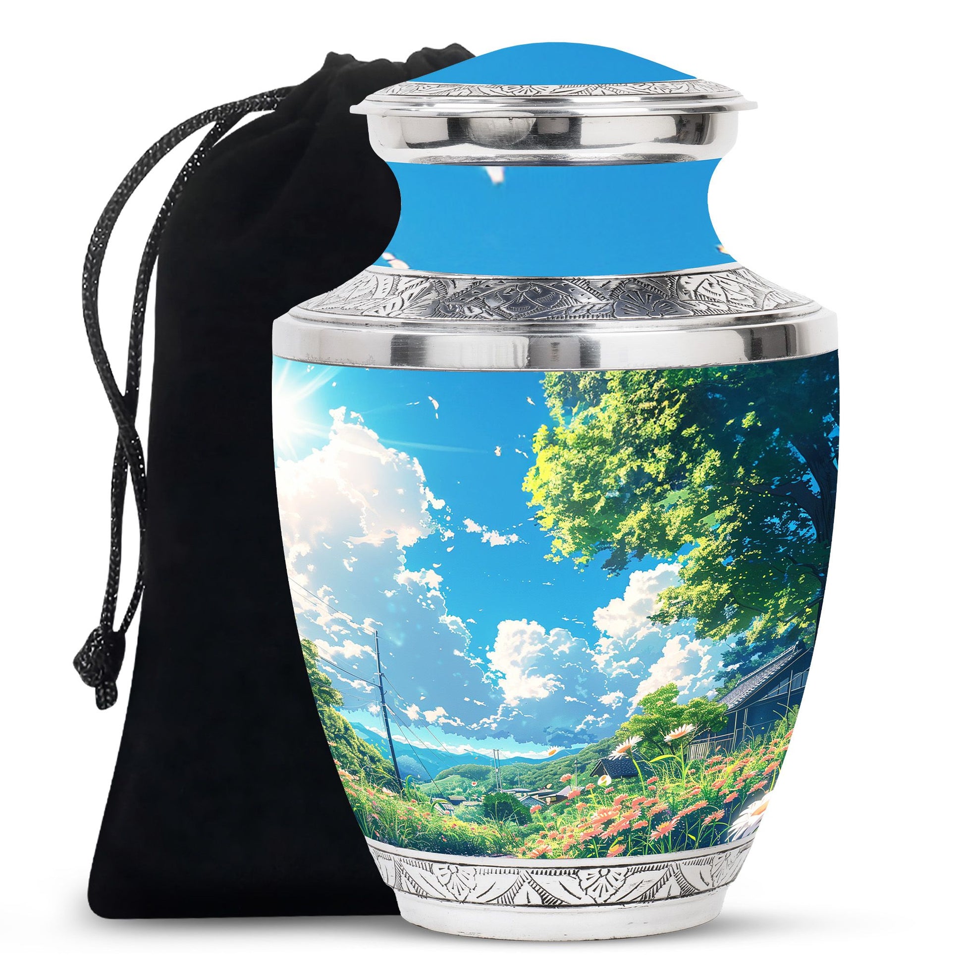 Flower Theme Large Urn 10 Inch