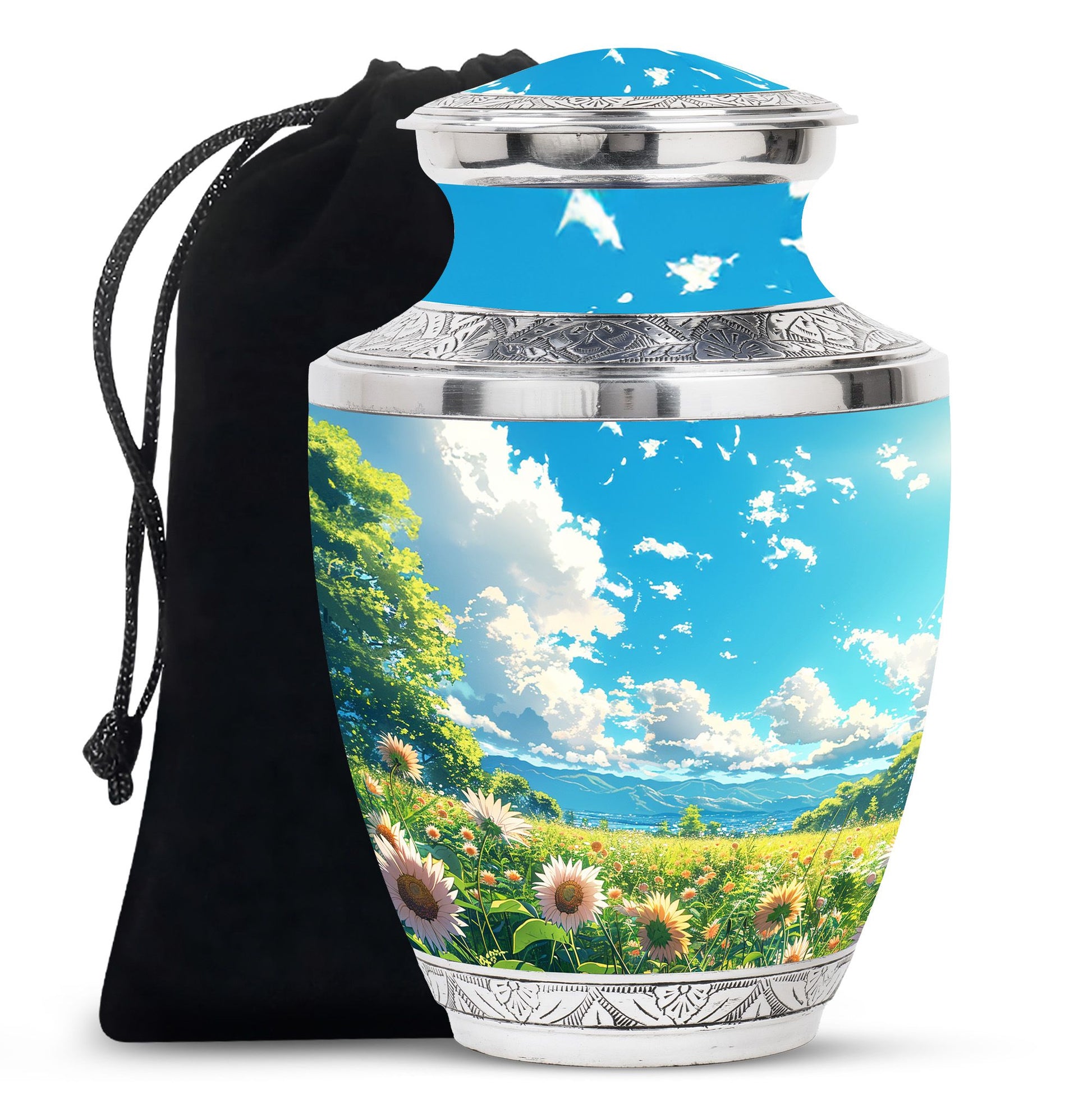 Flower Theme Large Urn 10 Inch