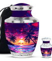 Sunset Theme Large Urn With 1 Keepsake Urn