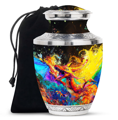 Dragon Theme Large Urn 10 Inch