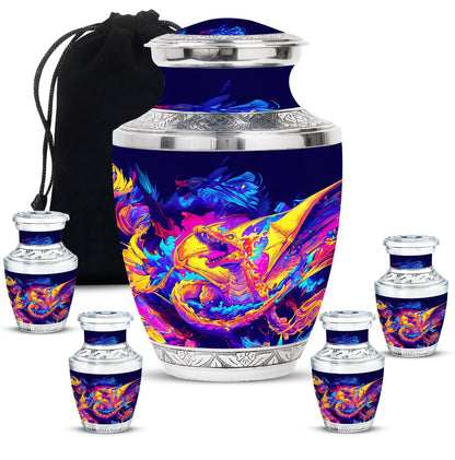 Dragon Theme Large Urn With 4 Keepsake Urn