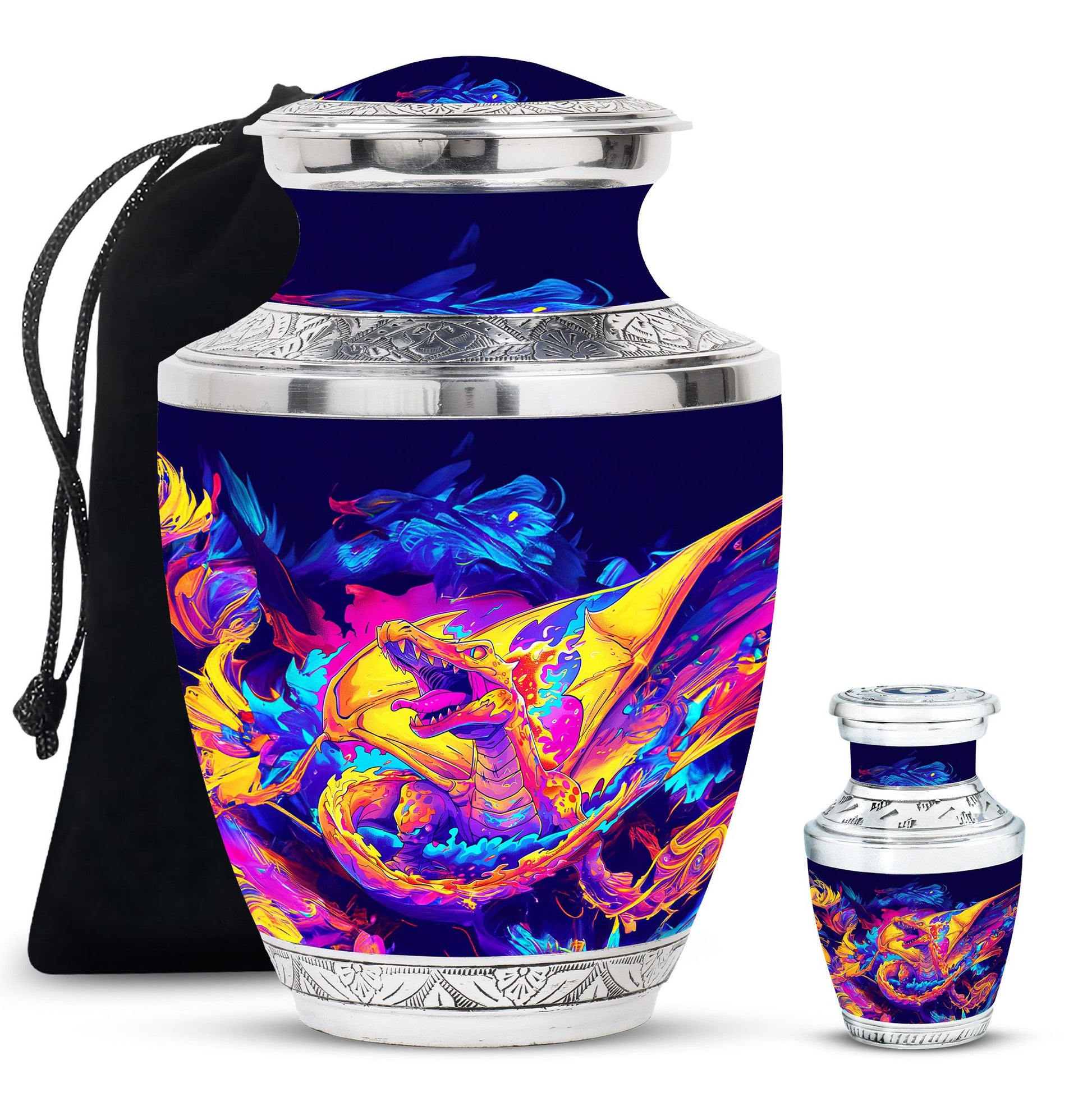 Dragon Theme Large Urn With 1 Keepsake Urn