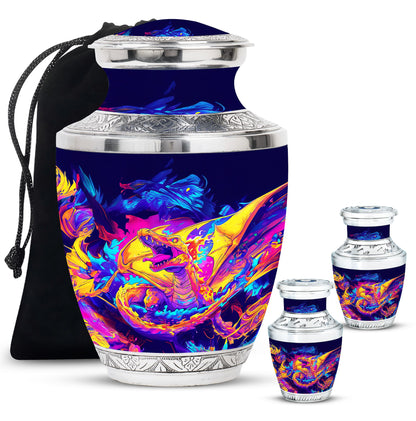 Dragon Theme Large Urn With 2 Keepsake Urn