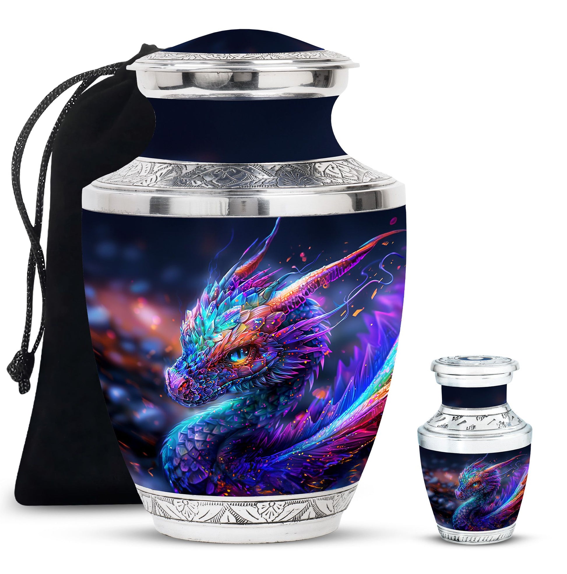 Dragon Theme Large Urn With 1 Keepsake Urn
