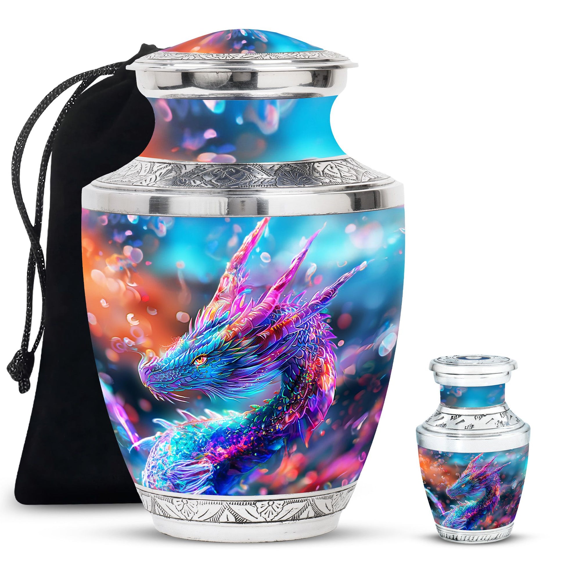 Dragon Theme Large Urn With 1 Keepsake Urn