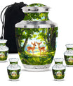 Deer Theme Large Urn With 4 Keepsake Urn