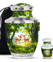 Deer Theme Large Urn With 1 Keepsake Urn