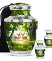 Deer Theme Large Urn With 2 Keepsake Urn