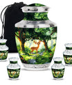 Deer Theme Large Urn With 4 Keepsake Urn