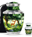 Deer Theme Large Urn With 1 Keepsake Urn