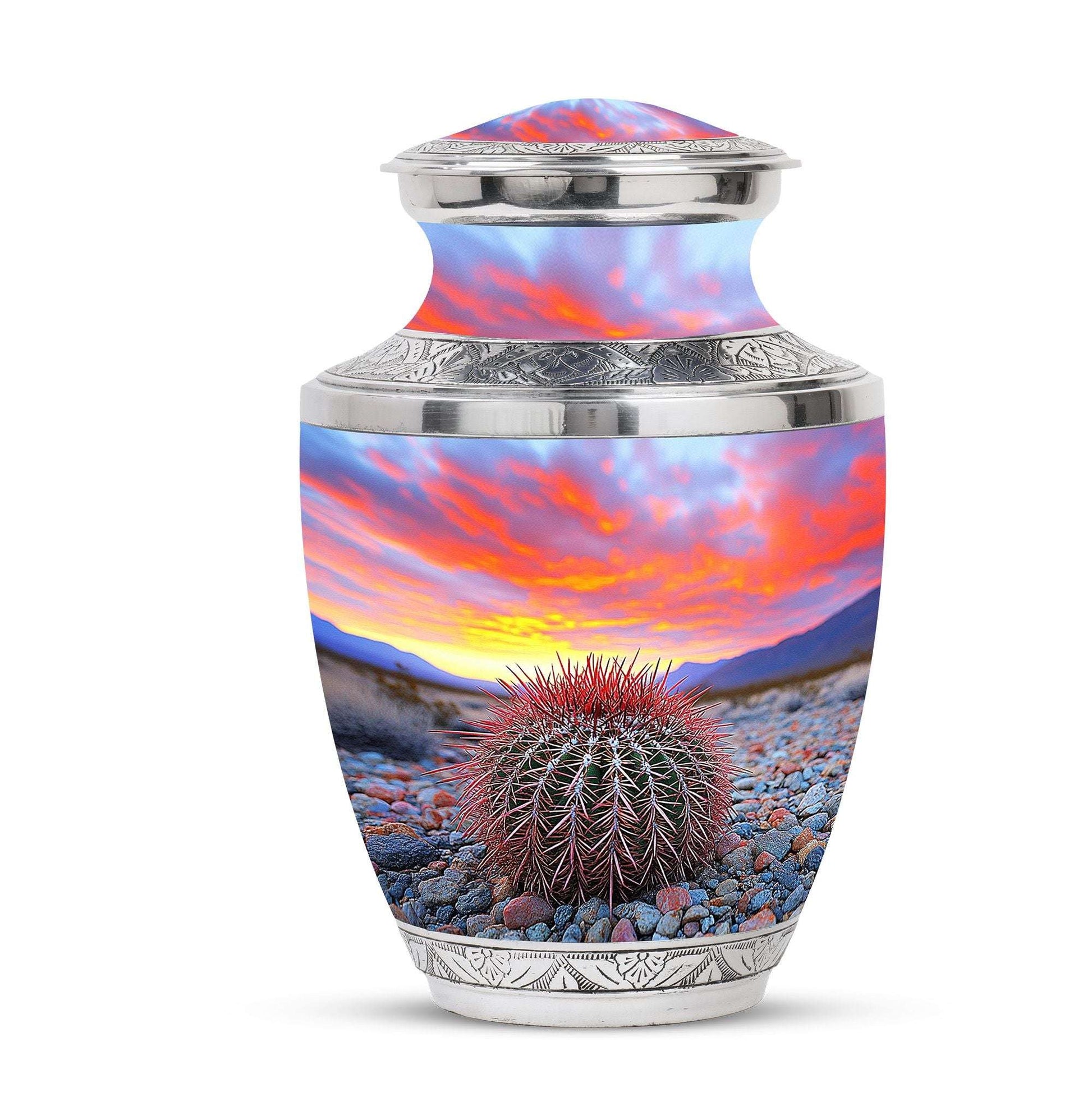 Cactus Sunset Memorial Urn – Desert Urn Keepsake For Human Ashes
