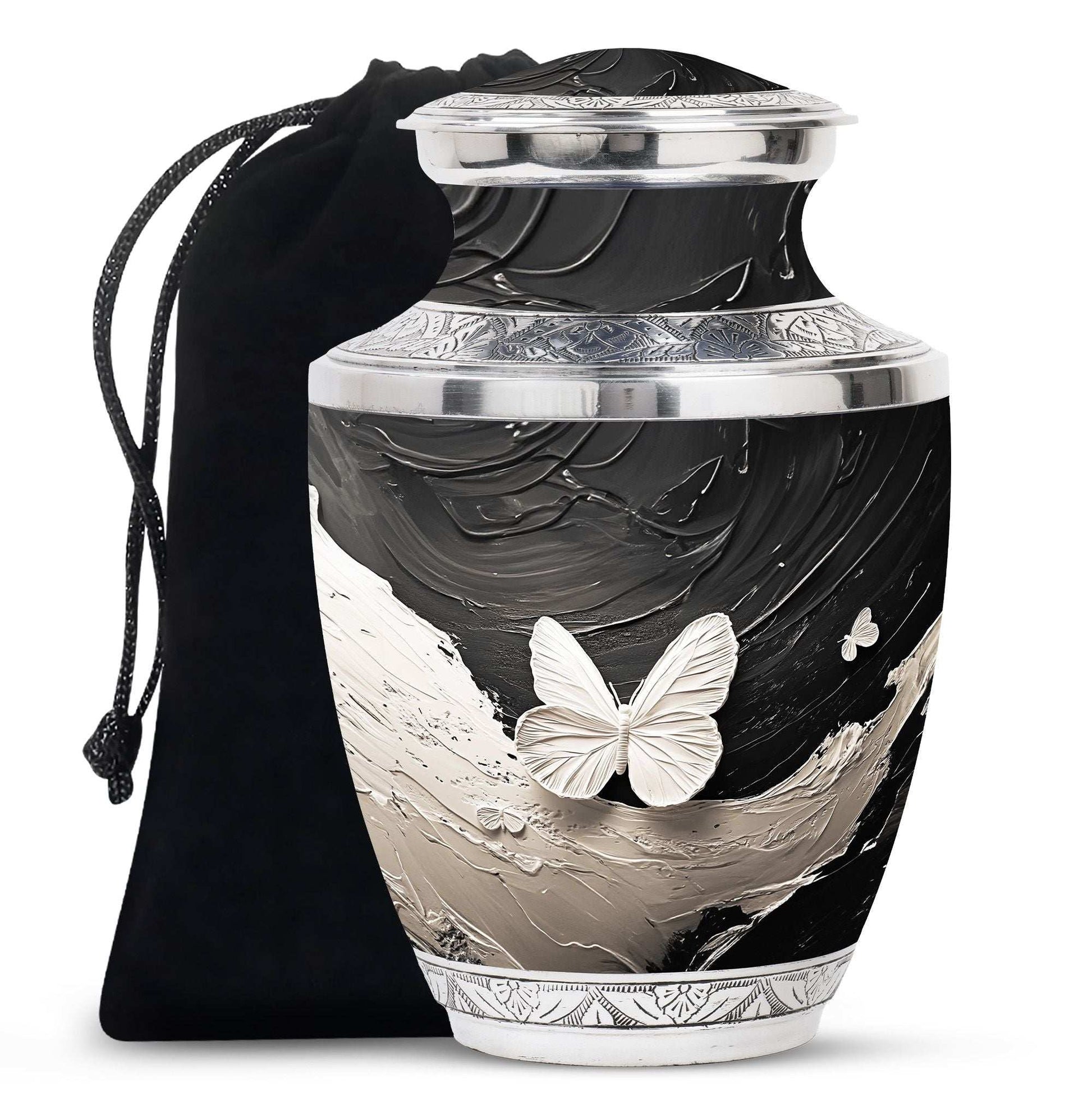 Butterfly Cremation Urn – Black & White Burial Urns For Ashes