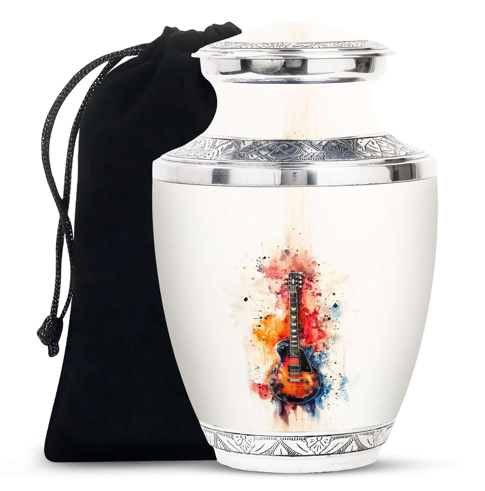Guitar Large Cremation Urn for Adult Human Ashes - Colorful Guitar Urn For Musicians