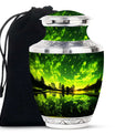 Aurora Borealis Cremation Urn for Adult Ashes - Green Memorial Urn For Cremation
