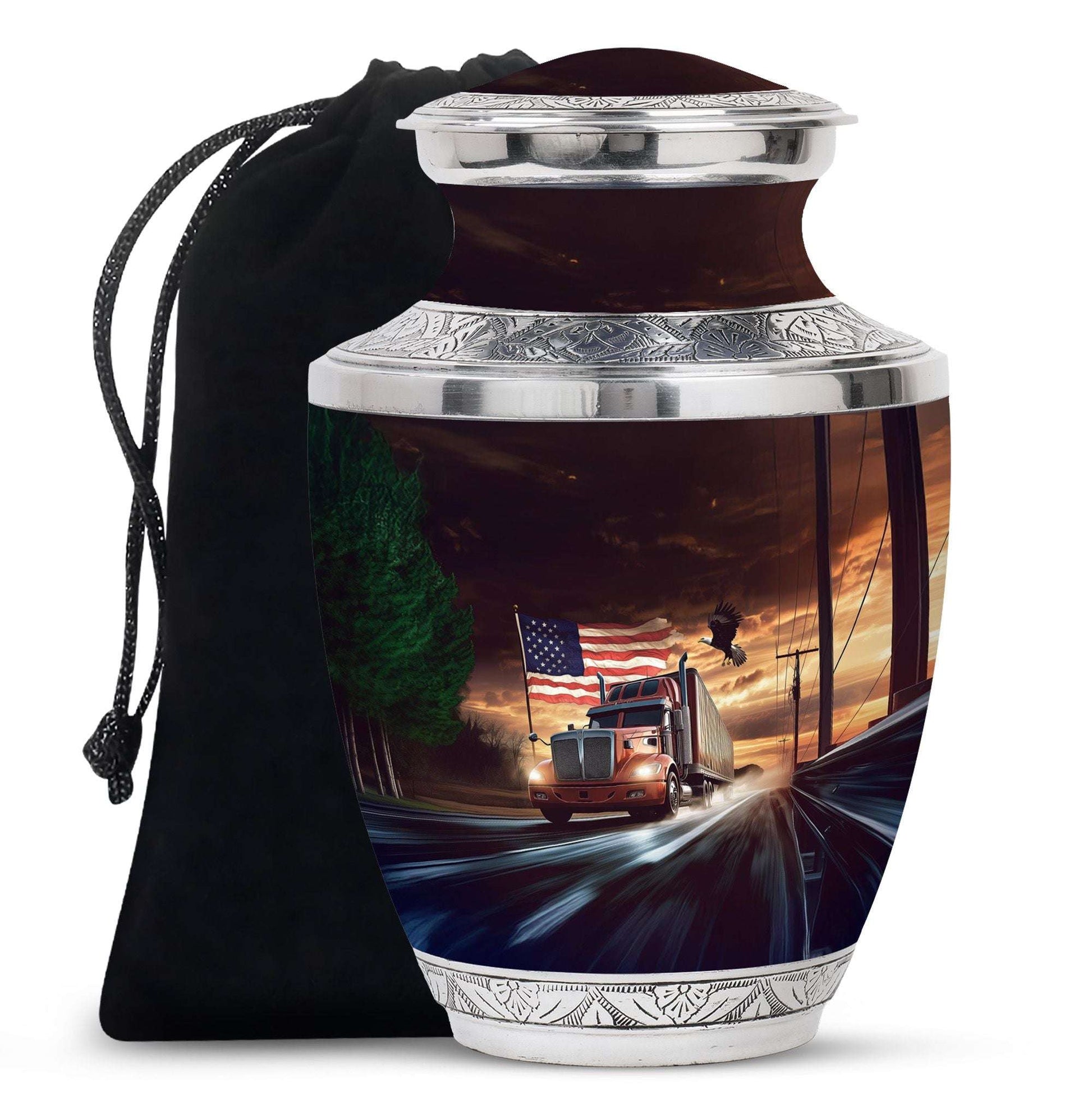 Trucker Ashes Keepsake For Men – Patriotic Ash Urns For Human Male