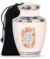 Light Pink Cremation Memorial Urn – Pink Floral Tribute with Quote Urn For Mom