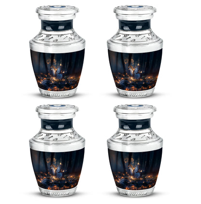 Ebony Butterfly Cremation Urn back view with polished surface - modern art-inspired butterfly motif on sleek aluminum - 10 inch aluminum urn for cremated remains