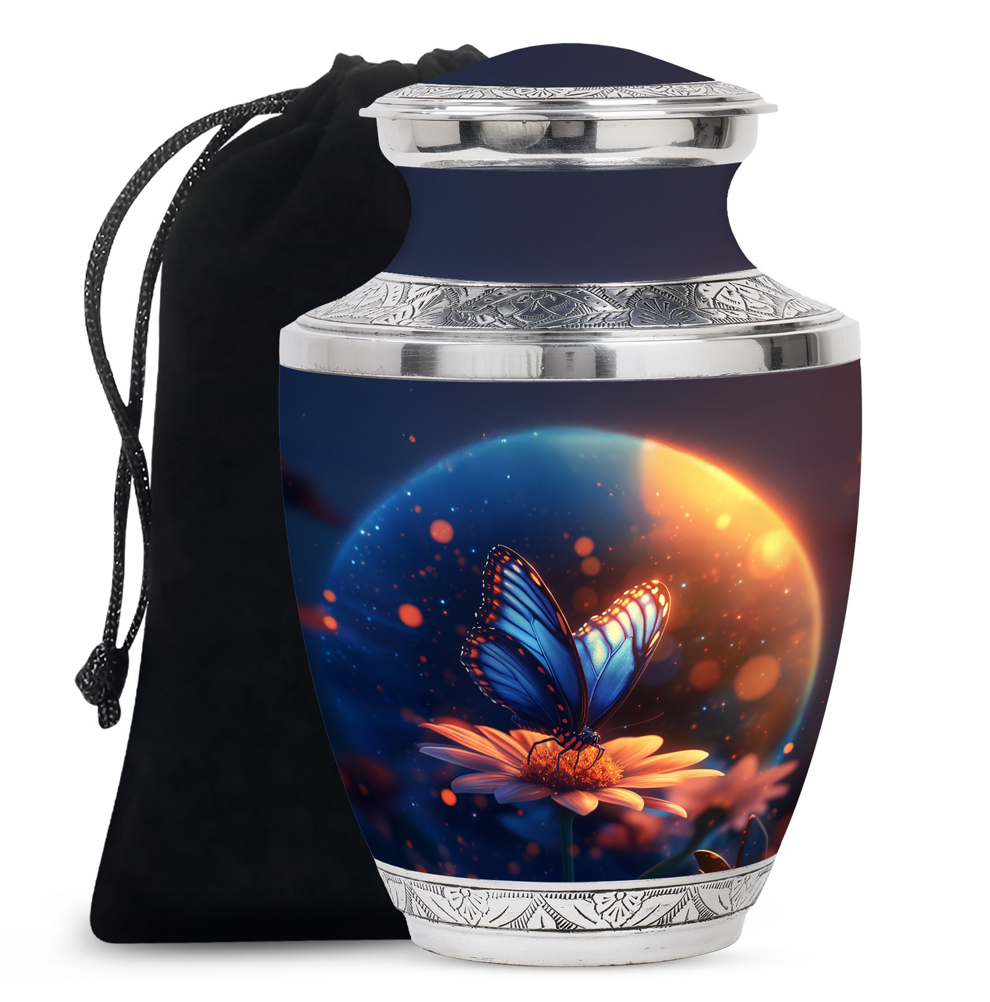 Bule Butterfly Urn For Mom - Sun Flower Cremation Urn For Ashes