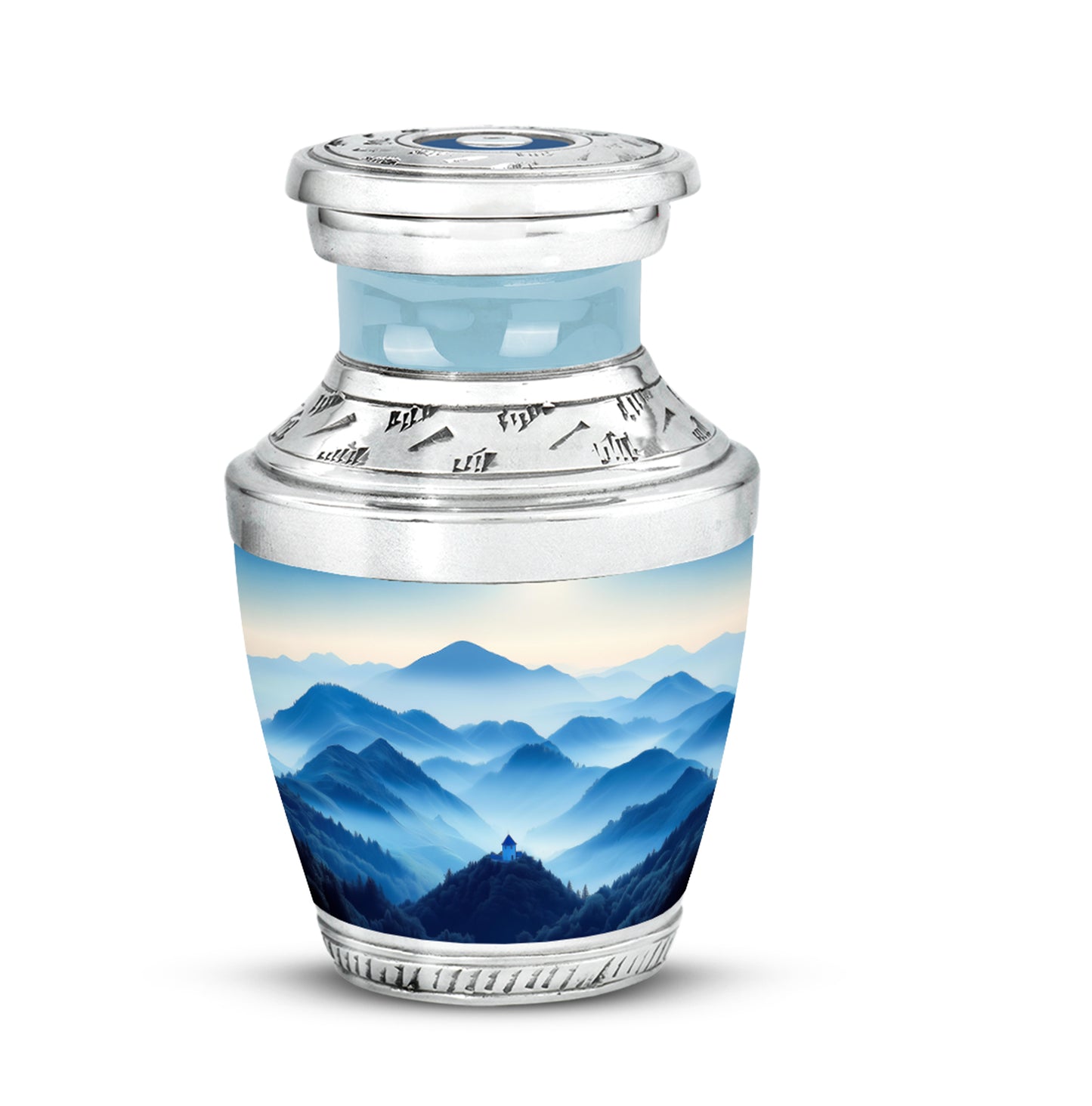 Silver Blue Comfort Cremation Urns for Human Ashes - 10-inch, 200 cu in - Yatskia