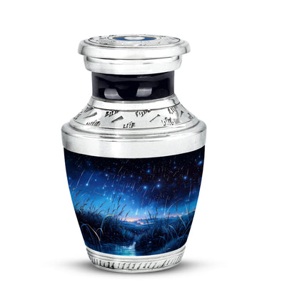 Personalized Black Cherished Blue Cremation Urns for Human Ashes - 10-inch, 200 cu in - Yatskia