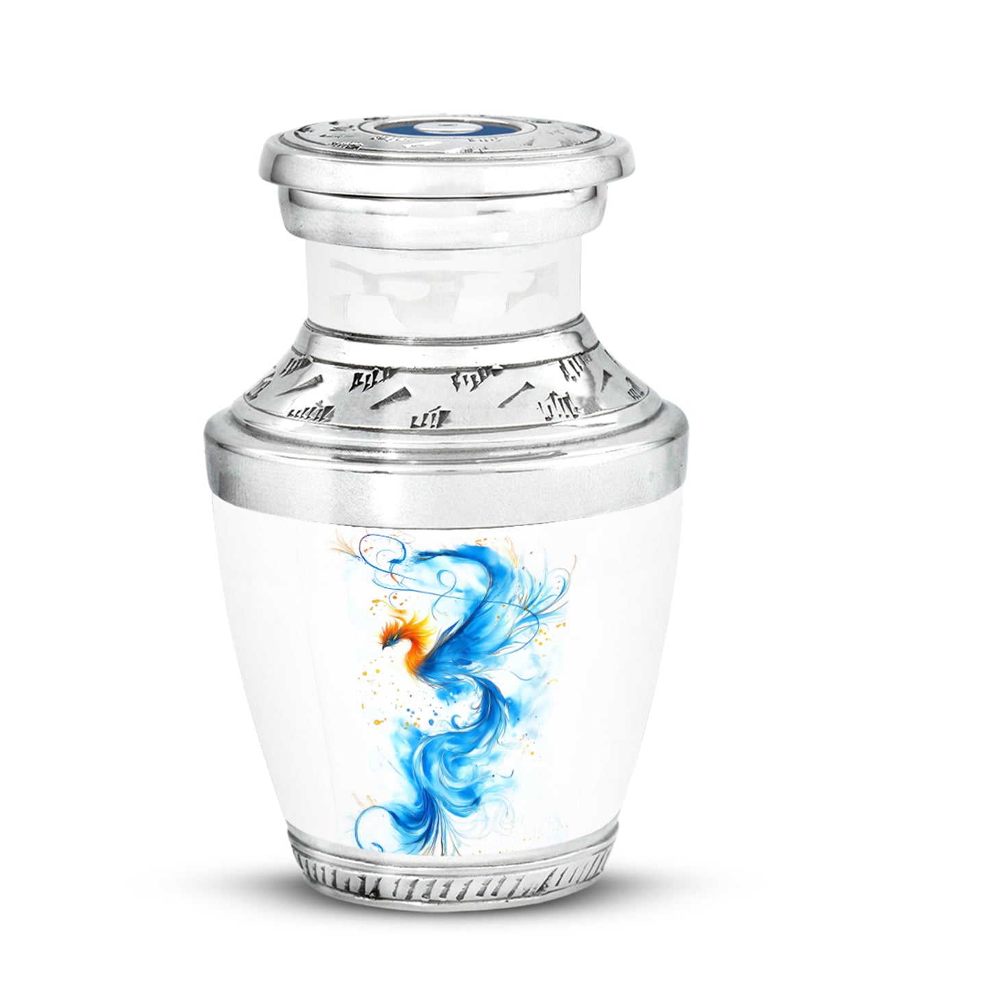 Harmonious Blue Cremation Urns for Human Ashes - Silver 10-inch - Yatskia