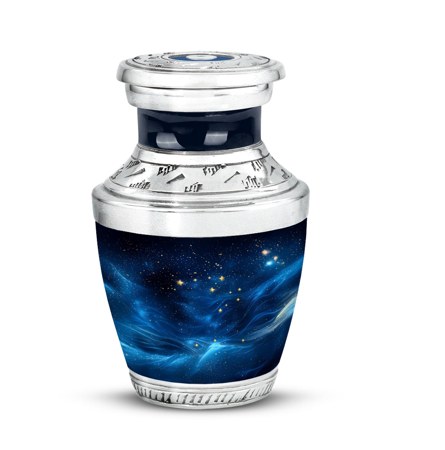 Personalized Refined Blue Cremation Urns - Black 10-inch, 200 cu in - Yatskia