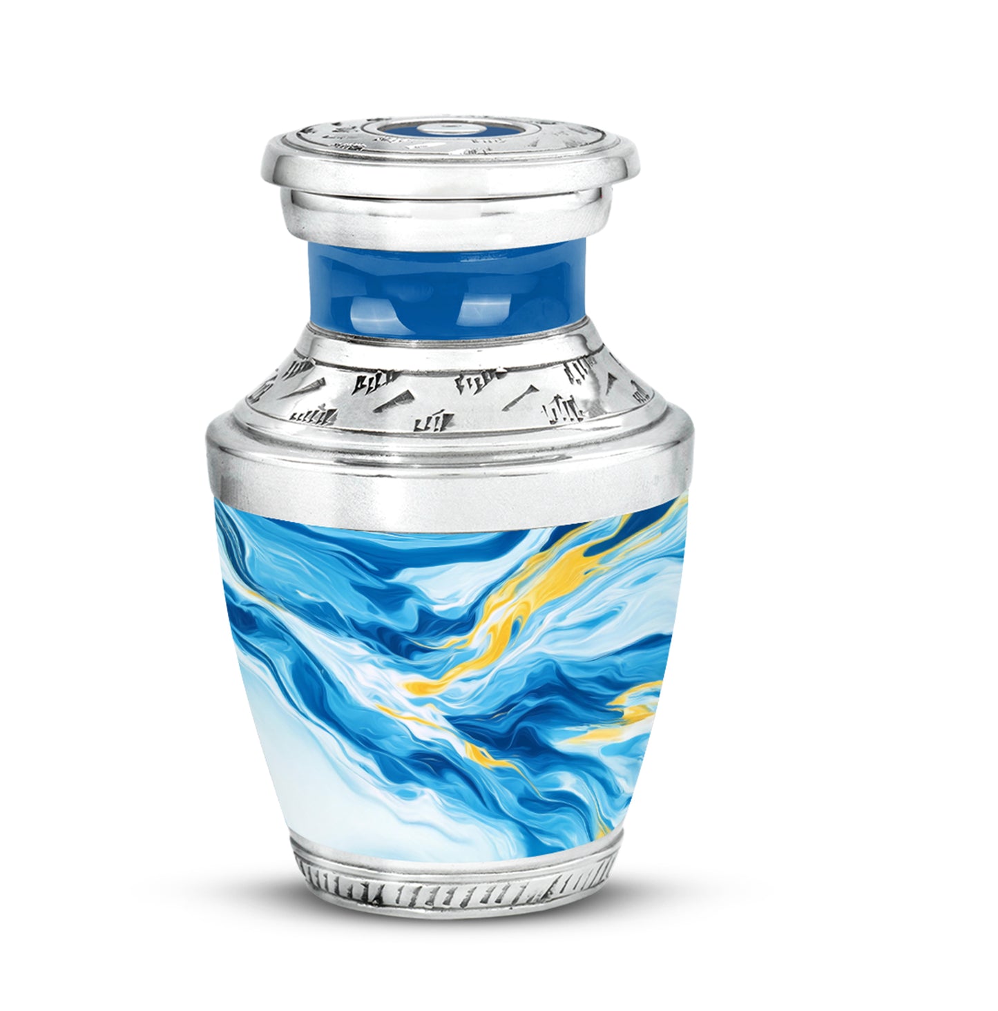 Luminous Blue Blue Blessing Urn for Human Ashes - 10-inch, 200 cu in - Yatskia