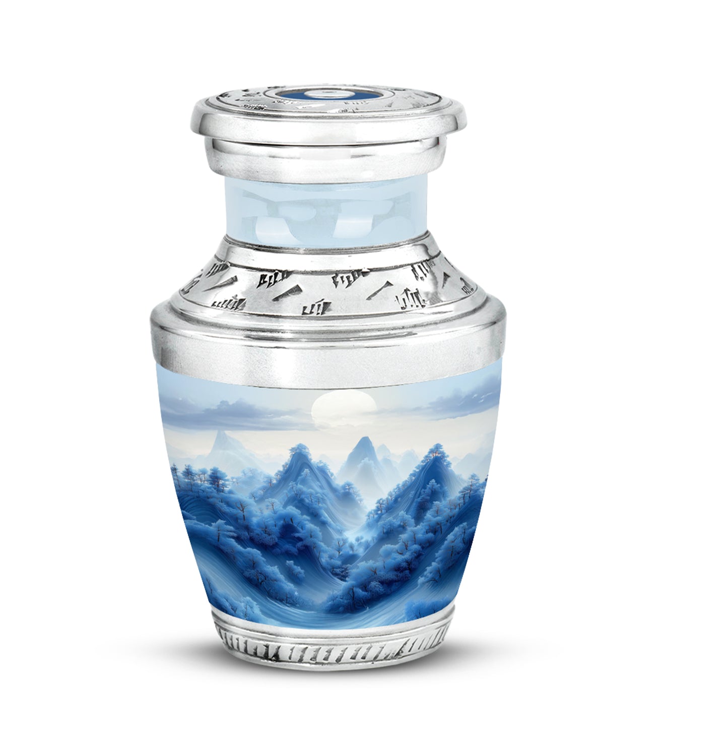 Sublime Blue Cremation Urns for Human Ashes - Silver 10-inch - Yatskia