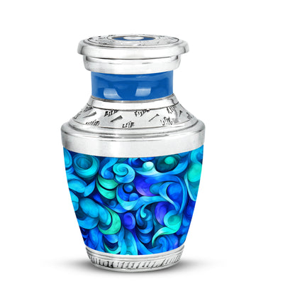 Dignified Blue Blue Cremation Urn for Ashes - 10-inch, 200 cu in - Yatskia