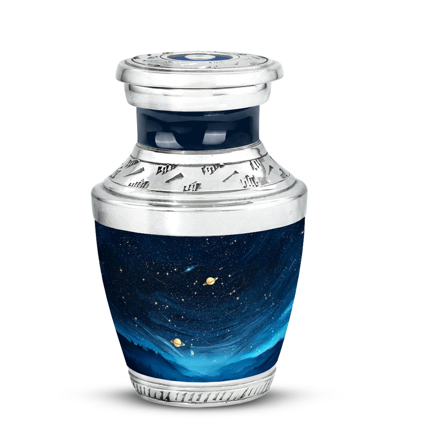 Black Blue Cremation Urns - Enduring Dedication 10-inch, 200 cu in - Yatskia